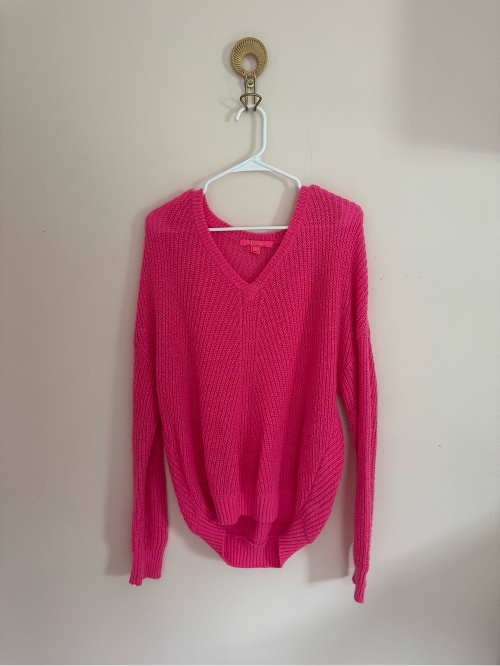 Lilly Pulitzer Hot Pink V-Neck Ribbed Sweater